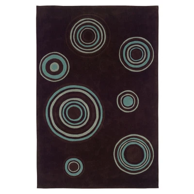 Hand Tufted Bullseye Rug Collection Brown 5' X 7' - Image 1 of 4
