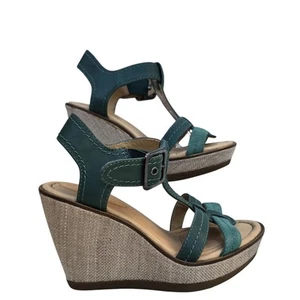 HUSH PUPPIES donna verde plateau zeppa tacco taglia 6M Y2K - Foto 1 di 7