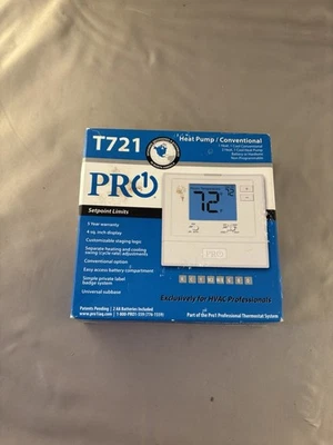 PRO1 T721 Digital Non-Programmable Thermostat, 2 Heat - 1 Cool Heat Pump. - Image 1 of 4