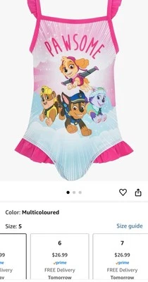 Traje de baño de una pieza Paw Patrol para niñas Foto 1 de 4