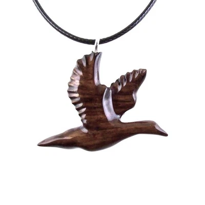 Collar de pato tallado a mano, colgante de madera de mallardo, joyería de madera de pájaro hecha a mano Foto 1 de 4