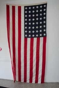 Huge Antique 48 Star 5 ft X 9.5 ft  American Flag Cloth WW2 Era Royersford Co - Picture 1 of 10