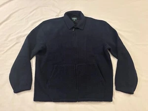 J.crew men's Wool-blend sweater fleece zip up jacket, Color Navy, Size Large - Picture 1 of 11