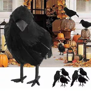 6PCS Halloween Crow Prop Realistic Raven Feathered Spooky Party Home Store Decor - Picture 1 of 9
