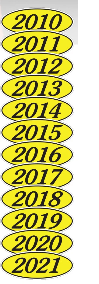 汽车经销商挡风玻璃椭圆形模型年份贴纸 4 位黑白 10-21 — 第 1/1 张图片