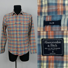 ABERCROMBIE & FITCH S (16” 40.5cm) Mens Oxford Check Shirt Cotton Slim P2P 20.5”