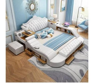Multifunktionsbett Chesterfield Doppel Luxus Design Bett 180x200 USB - Bild 1 von 1
