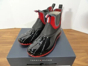 Tommy Hilfiger TW HOLLAND Damen Größe 7M Regenstiefel schwarz groß Slipper - Bild 1 von 8