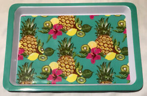 Tropical Platter With Pineapples & Flowers, Melamine, 14” x 10” NEW