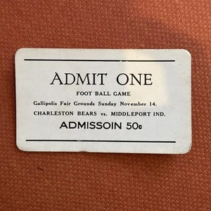 Gallipolis Ohio Fair Football Ticket Charleston Bears Middleport Ind 1930s? - Afbeelding 1 van 2