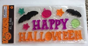 NEW HAPPY HALLOWEEN 21 pc Window Sticker Gel Clings Decorations Skulls Bats Star - Picture 1 of 3