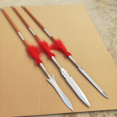 Bonita Espada de Kung Fu de Lanza China de Acero Inoxidable de Entrenamiento Varilla de Madera Desmontable Foto 1 de 4