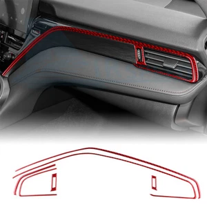 Pegatina roja de fibra de carbono real para pasajero copiloto para Toyota Camry 2018-24 - Imagen 1 de 9