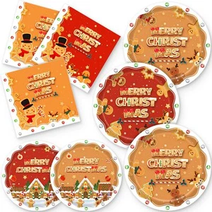 180PCS Christmas Gingerbread Man Paper Plates and Napkins Tableware Set Serve... - Picture 1 of 9