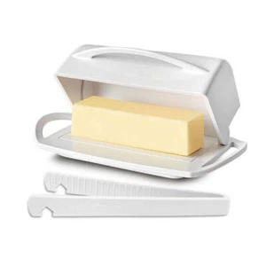 Butter Dish & Toaster Tongs, White - Picture 1 of 5