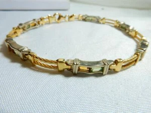 14K  solid gold link tennis bracelet  8 inches 15 grams citrine quartz stones - Picture 1 of 12