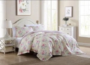 Laura Ashley Melany Printed Quilt Cover Set Queen Size Yellow - Picture 1 of 4