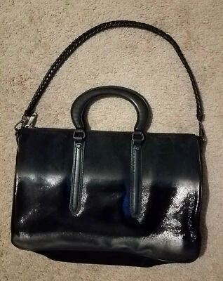 VINCE CAMUTO Large Black Suede & Leather Tote Shoulder Bag Handbag Purse Foto 1 de 3