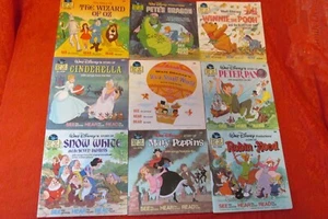 Lot of 9 Records, 24 Pg, See Hear & Read Along Books By Disney - Picture 1 of 22