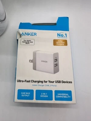 Anker 2-Port PowerPort 24W Wall Charger - White - Image 1 of 4