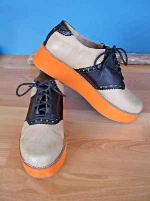 Sapatos femininos plataforma sela azul marinho/bege 10 - Imagem 1 de 4