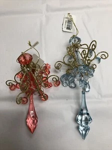 Set of 2 Katherine's Collection Wire Chandeliers Pink & Blue #22-722909 - NEW! - Picture 1 of 9