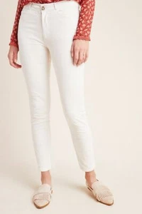 Pantalones de mezclilla Paige Hoxton tiro alto ajustados cordón blanco marfil talla 26 nuevos con etiquetas - Imagen 1 de 3