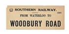 Southern Railway SR - Luggage Label - Waterloo To Woodbury Road (7/39)