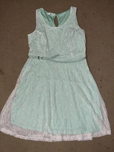 Maurices Mint Green Pastel Floral Spring Sleeveless Dress Size 18 Lace Overlay - Picture 1 of 7
