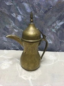 Coffee Pot Brass Middle Islamic Arabic Eastern Brass Vintage Tea 10”#110 - Picture 1 of 10
