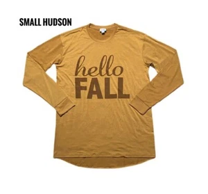 Camisa Pequeña LuLaRoe Hudson Manga Larga Amarillo Oscuro Marrón Hola Otoño Se Ajusta 6/8 - Imagen 1 de 1