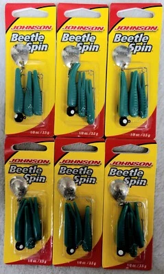 ЛОТ из 6 Johnson Beetle Spin 1 1/2 дюйма 1/8 унции. BSVP-1/8-CBS - Изображение 1 из 2