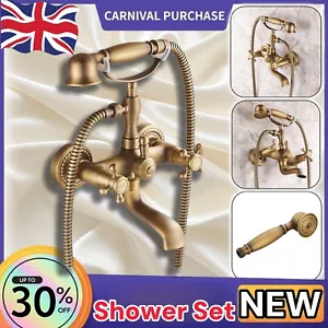 Bathtub Set Faucet Wall Mount Tub Filler with Handheld Shower Sprayer Vintage - Picture 1 of 8