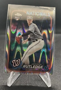 2024 Topps Chrome Jackson Rutledge #42 RayWave Refractor RC Nationals - Picture 1 of 2