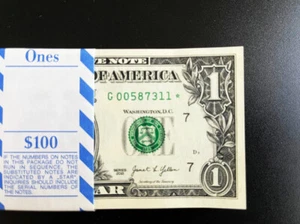 NEW 2021 ⭐️ STAR NOTE $1 DOLLAR BILL***CHICAGO STAR***CHOICE UNC GEM BU NOTE - Bild 1 von 2