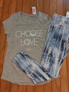 NWT Justice Girls Outfit Choose Love Top/ Tye Dye Leggings Size 10 - Picture 1 of 2