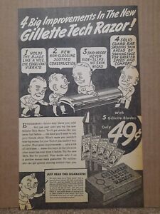 1939 Gillette Tech Razor / Blue Blades Newspaper Ad
