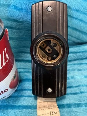 Vintage Antique Late 20s 30s Deco Brown Bakelite Leviton Lamp Light Holder #5235 - Image 1 of 4