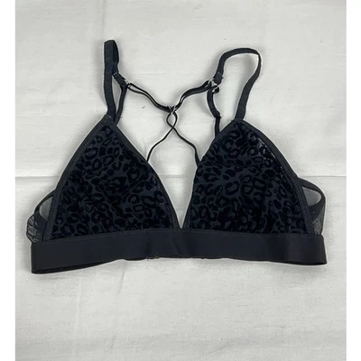 Sexy Bralette Aerie Mujer XS Terciopelo Burnout Estampado Animal Leopardo Triángulo Negro Foto 1 de 4