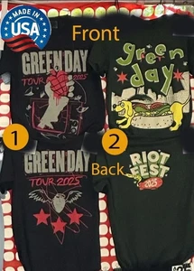 2 STYLE- Green Day Tour Chicago, IL Ri_t Fest 2025 Shirt reprint Fans Gift Size - Picture 1 of 5