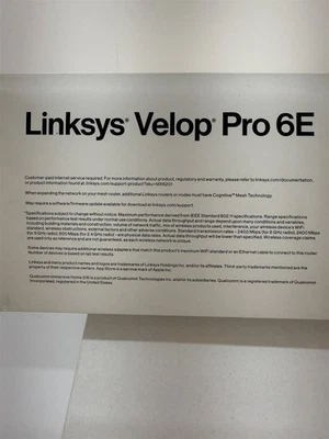 Linksys Velop Pro 6E WiFi Mesh System | One Cognitive Mesh Tri-Band Router | 5.4 - Image 1 of 4