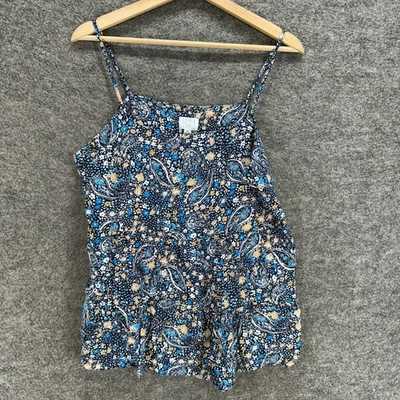 Top Time And Tru Mujer XL Azul Floral Sin Mangas Correa de Espagueti Rayón Informal Foto 1 de 4