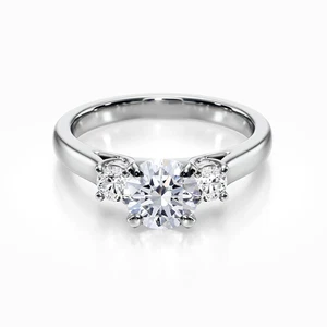 Anillo de boda para mujer de 0,50 quilates con diamantes semi montura corte redondo montura oro blanco de 14 k - Imagen 1 de 10