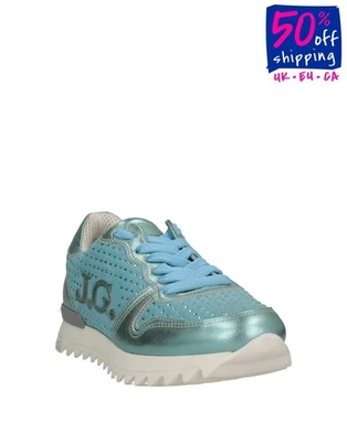 RRP€406 JOHN GALLIANO Leather Sneakers US6 UK3 EU36 Blue Rhinestones Lace Up - Image 1 of 4