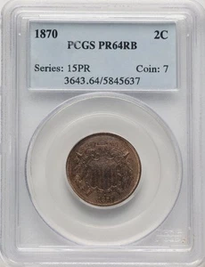 1870 2C RB Proof Two Cent Pieces PCGS PR64 (777425004) - Picture 1 of 2