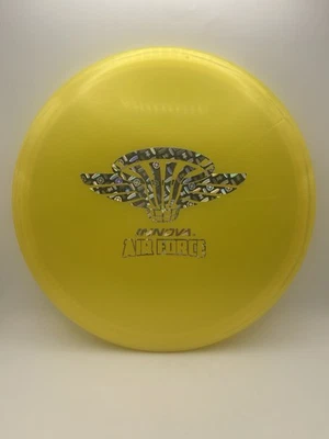 Innova disc golf Yellow Luster 2014 air force roc3 Logo Holofoil Stamp 180g - Image 1 of 4