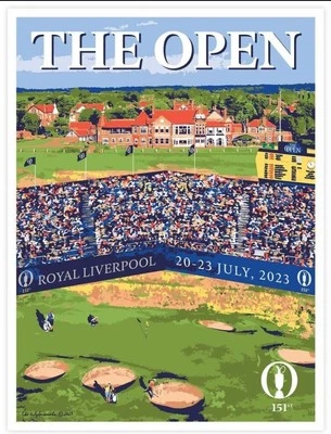 Póster Lee Wybranski Edición Limitada 2023 Abierto Británico Royal Liverpool Golf Club Foto 1 de 2
