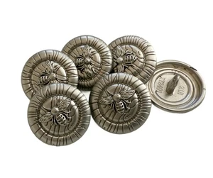 6PC Matte Silver Bee Metal Buttons Shank Button 15mm - Picture 1 of 3
