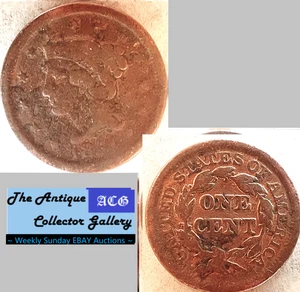 Centavo grande cabeza Liberty cabello trenzado de Estados Unidos 1851🪙Centavo de cobre temprano🪙A - Imagen 1 de 6