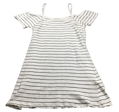 Billabong Womens Top Sz S Ivory Black Striped Cold Shoulder Raw Hem Strappy - Image 1 of 4